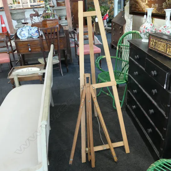 TWO WOODEN EASELS