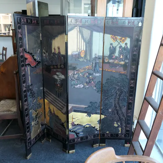 FOUR PANEL ORIENTAL SCREEN 1520MM H