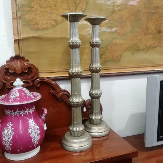 PR METAL COVERED LARGE CANDLESTICKS 