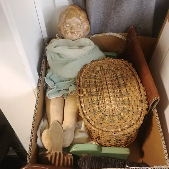 BOX LOT COMPOSITE DOLL ETC
