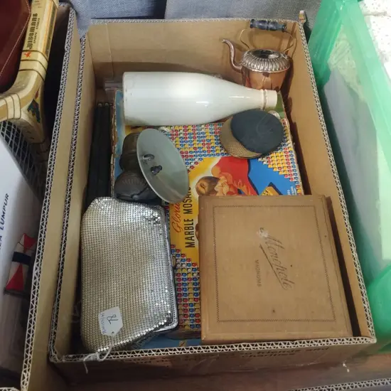 BOX LOT GAMES BOTTLES ETC
