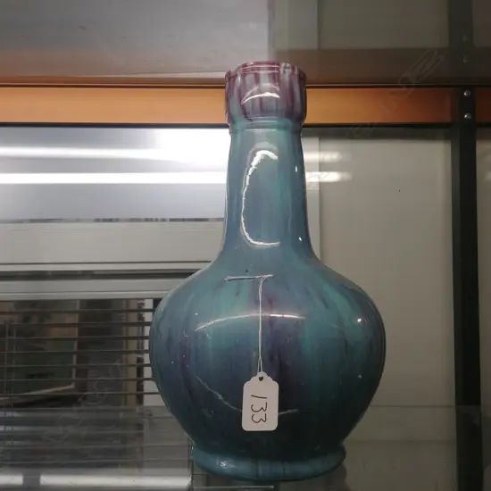 ORIENTAL BLUE GLAZED TALL VASE