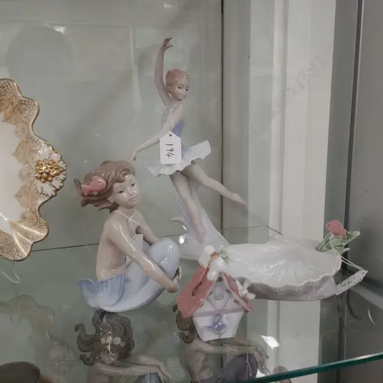 BALLERINA; LLADRO BIRD HOUSE; NAO SHELL, MERMAID WITH FISH
