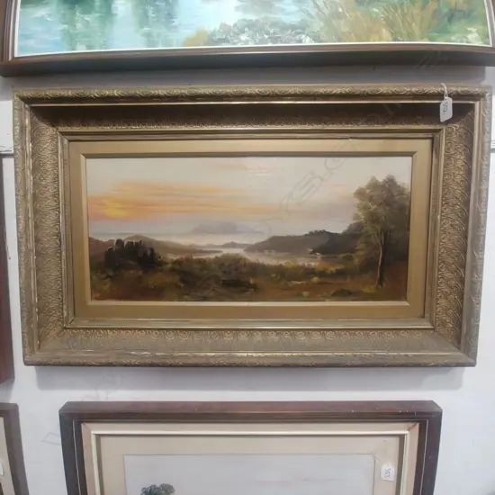 W.H.S. OIL LANDSCAPE WITH VIEW OF ISLAND