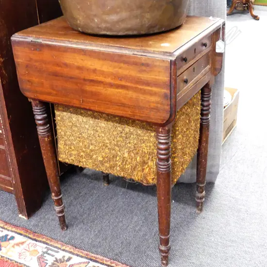 SEWING TABLE & IMPLEMENTS