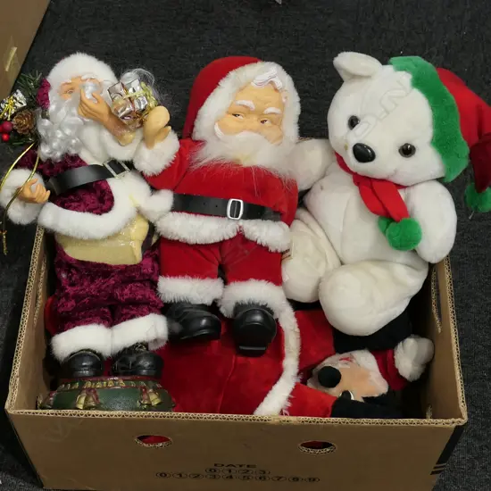 BOX LOT ASST. SOFT TOY SANTAS
