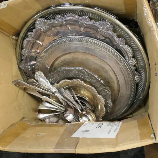 SILVER PLATE TRAYS & CUTLERY