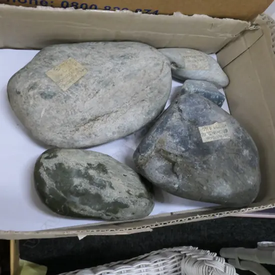 BOX OF GREENSTONE/NEPHRITE BOULDERS X 5