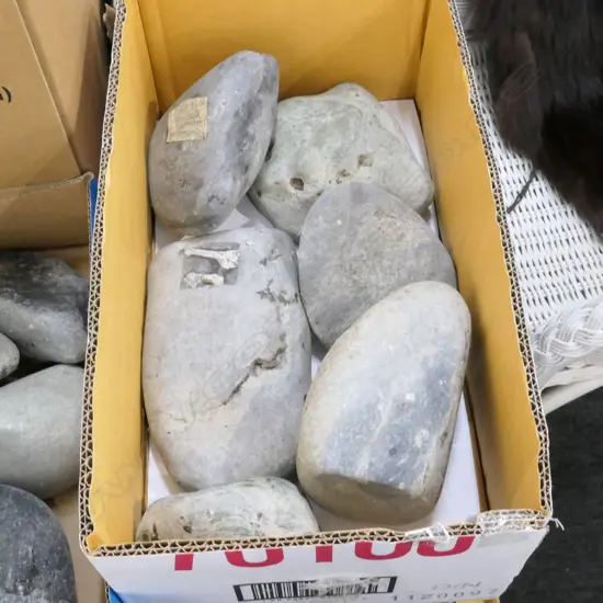 BOX OF GREENSTONE/NEPHRITE BOULDERS X 6
