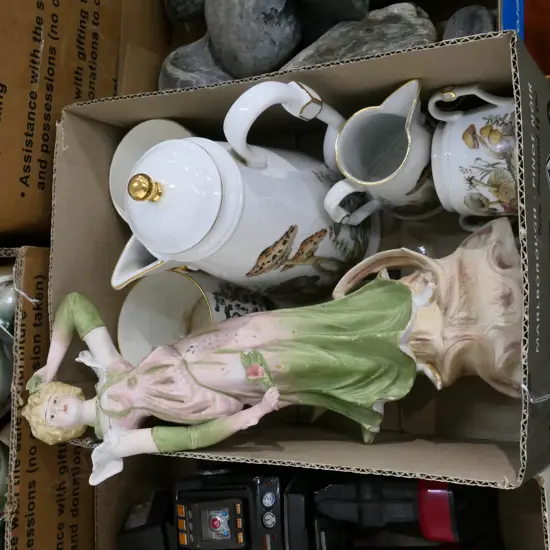 LOT ASST CHINA INCL. GERMAN BISQUE FIGURE - HANDPAINTED JUG ETC