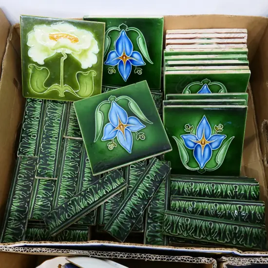 LOT ART NOUVEAU STYLE TILES + EDGING TILES 