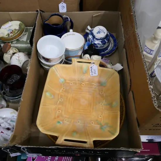 BOX LOT WILLOW, MINNIE MOUSE, R. DOULTON JUG, BESWICK ETC