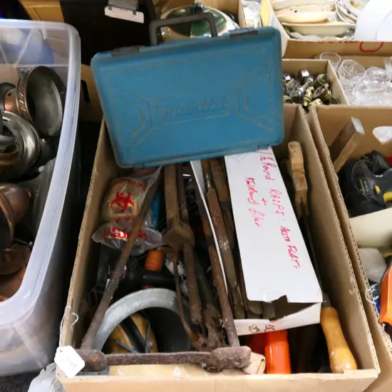 BOX OF VINTAGE TOOLS
