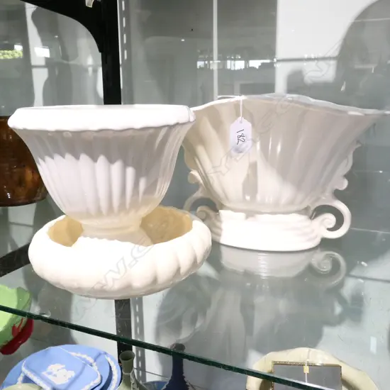 3 WHITE VASES; CROWN LYNN, WADE