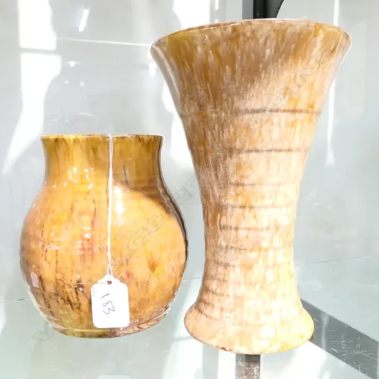 2 TRICKLE GLAZE CROWN LYNN VASES - LARGEST H. 200MM