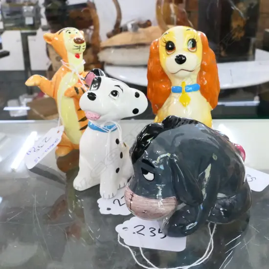 4 ASST DISNEY CHINA FIGURINES. LARGEST H.85MM - EEYORE A/F