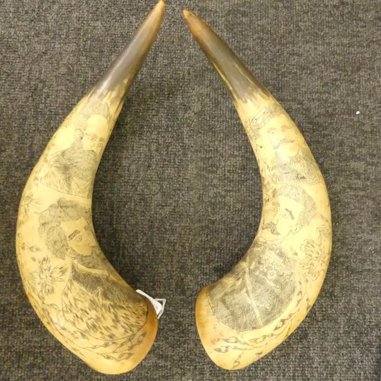PR SCRIMSHAW HORNS IN THE MANNER OF VON TEMPSKY