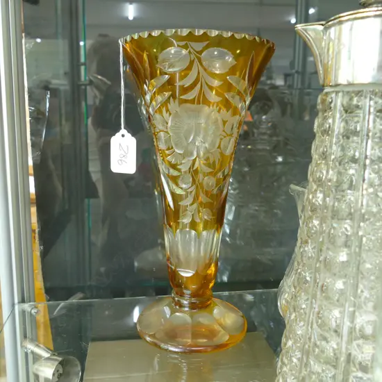AMBER OVERLAY VASE H 270 MM