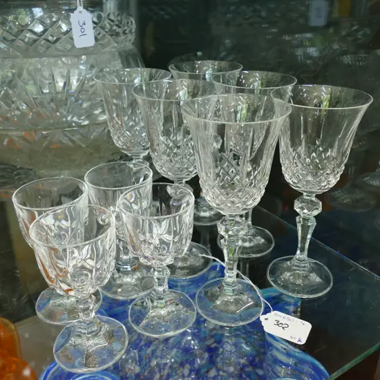 6 CRYSTAL GLASSES + 4 PORT GLASSES