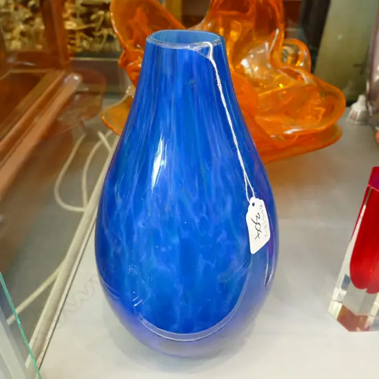 GARRY NASH ART GLASS VASE A/F - LARGE CRACK H. 260MM