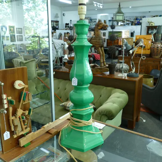 ITALIAN GREEN PORCELAIN LAMP BASE H