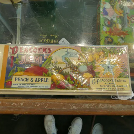 PEACOCK'S CAN LABELS  BLACKBERRY & APPLE' AND 'APRICOT & APPLE' (APPROX 100)