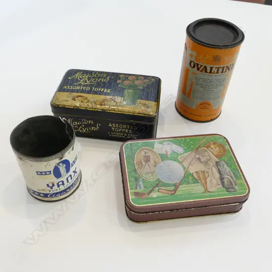 4 VINTAGE TINS INCLUDING RARE YANX TIN