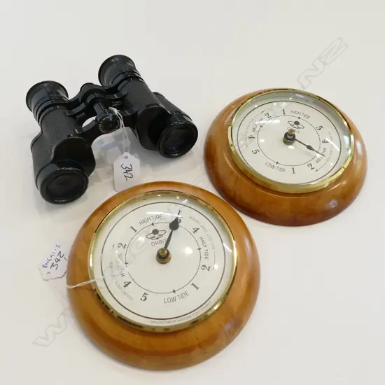 CARL ZEISS 8 X 30B BINOCULARS + 2 TIDE CLOCKS