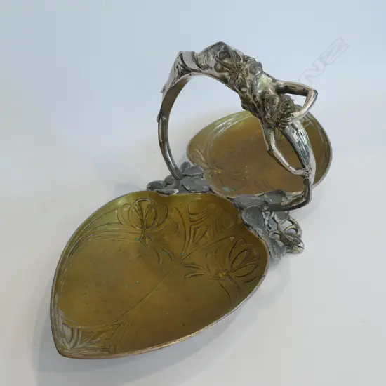 WMF ART NOUVEAU MAIDEN TWO BRANCH DISH W. 475MM