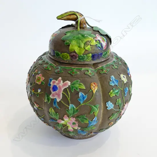 CHINESE LATE 19th/EARLY 20thC. ENAMEL ON METAL TEA CADDY H.180mm