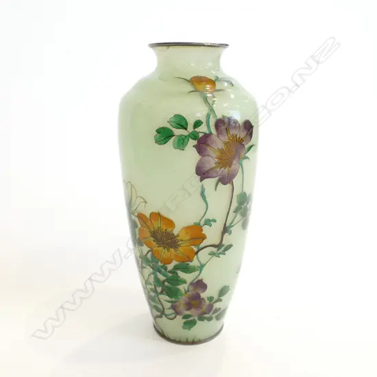 SILVER RIM CLOISONNE VASE A/F H. 200MM