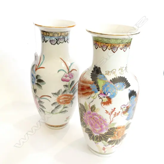 PR OF CHINESE VASES WITH HAND PAINTED FLORAL DECORATION H 360 MM