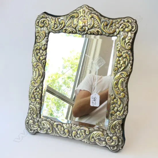 SILVER PLATE AND BEVEL GLASS MIRROR BY R C SHEFFIELD C 1900