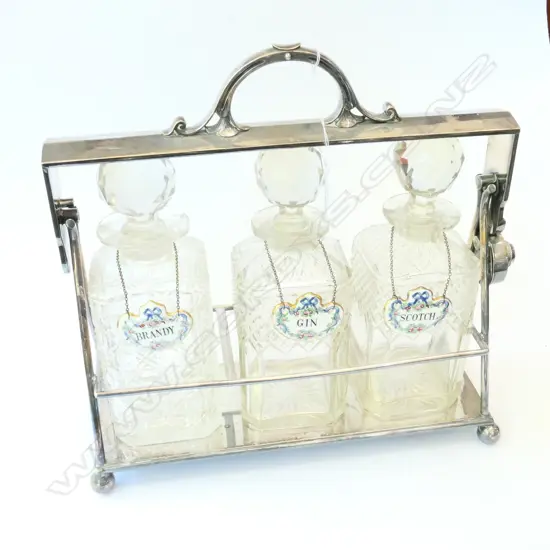 EARLY 20THC S/PLATE CRYSTAL TANTALUS...