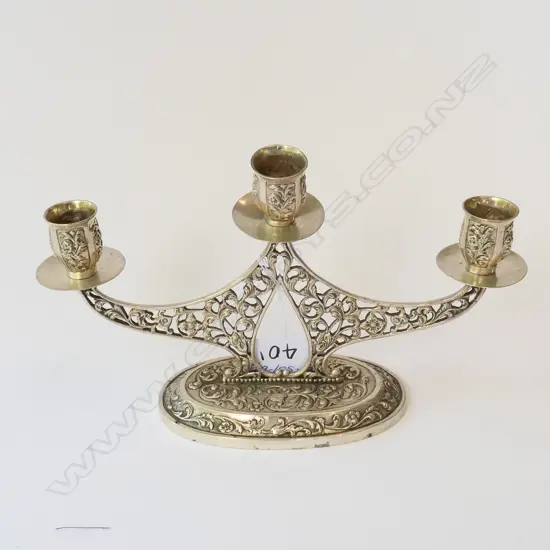Triple candlestick holder marked 850 sillver holland 246 grams