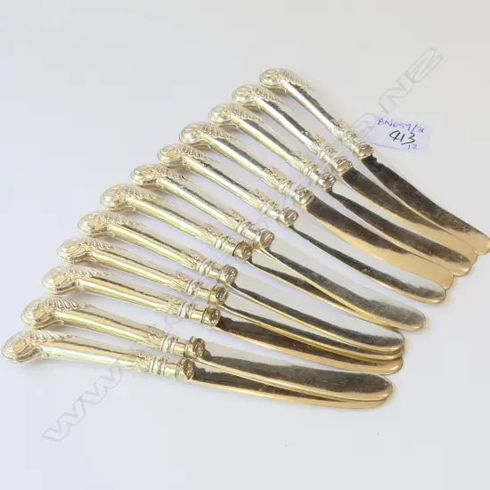 12 STG SILVER HANDLED BUTTER KNIVES, SHEFFIELD 1909