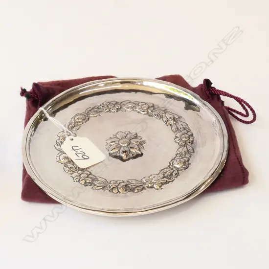 Round Dish  Greek 950 Sterling silver 124 grams in red tarnish proof bag