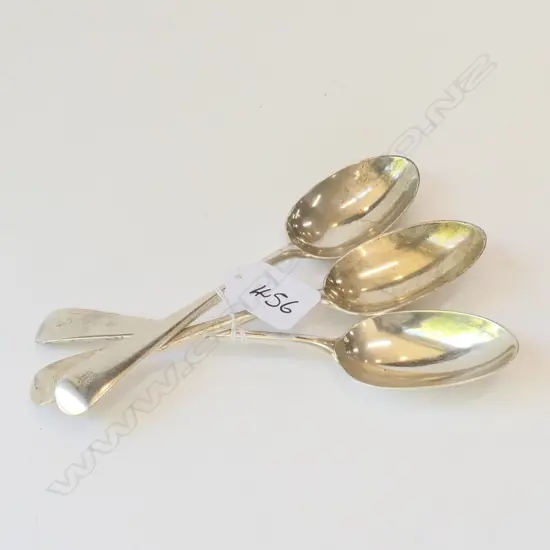 SET  3 SILVER DESSERT SPOONS MONOGRAMMED 'B' LONDON, 1911 153 GRAMS