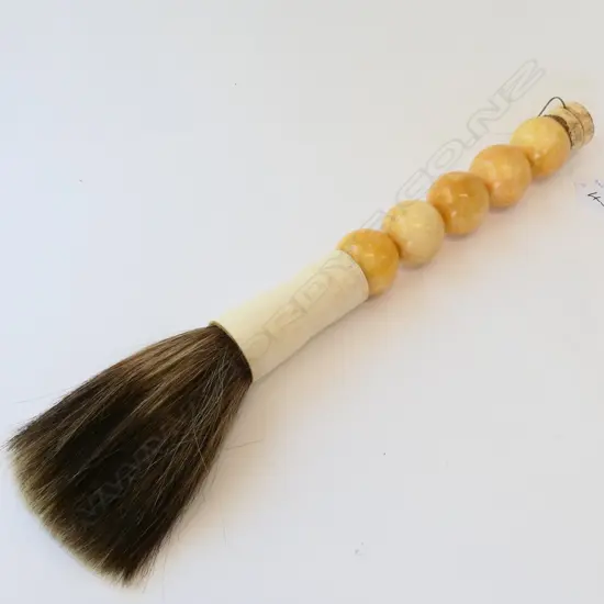 CHINESE CALIGRAPHY BRUSH GEM STONE & BONE