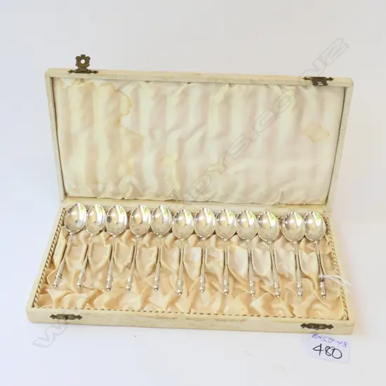 Set of 12  teaspoons HS Copenhagen sterling marks in box