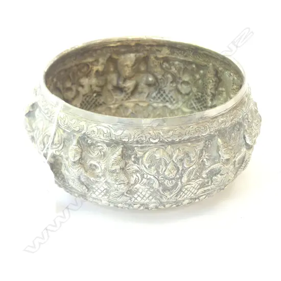 c1850 Burma King Pagin Min Silver Thabeik Bowl 219 grams bowl ornately decorated 