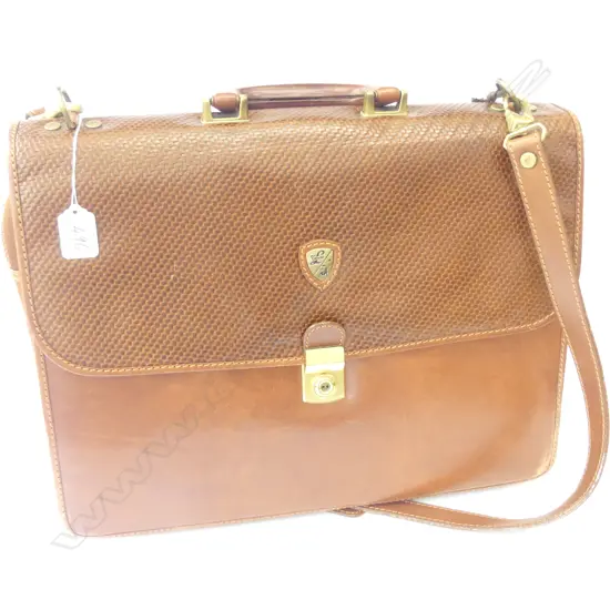 TONINO LAMBORGHINI TAN LEATHER BRIEFCASE