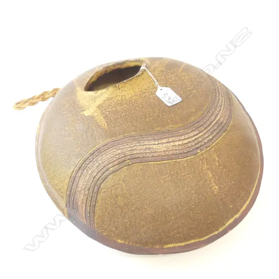 NANCY BECK STUDIO POTTERY ORB/POD FORM LGE WALL VASE...