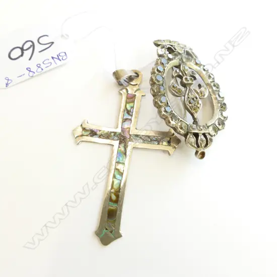 SIL ? PASTE BROOCH A.F./ SIL MEXICO PAUA CROSS