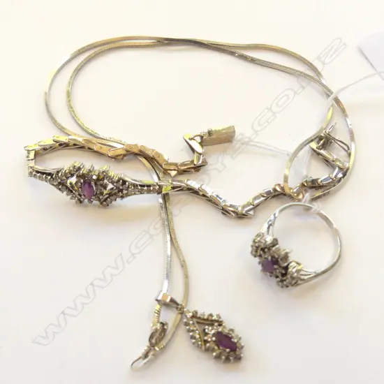 10CT RUBY AND DIAMOND BRACELET/RING/ PENDANT ON SILVER CHAIN