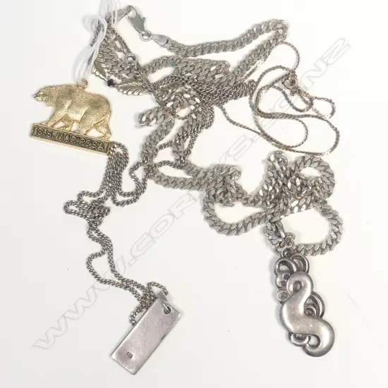 BRASS S.S MARIPOSA PENDANT + ASST STERLING CHAINS ETC