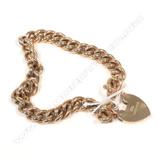 9CT ROSE GOLD CURB LINK BRACELET 12.8GMS