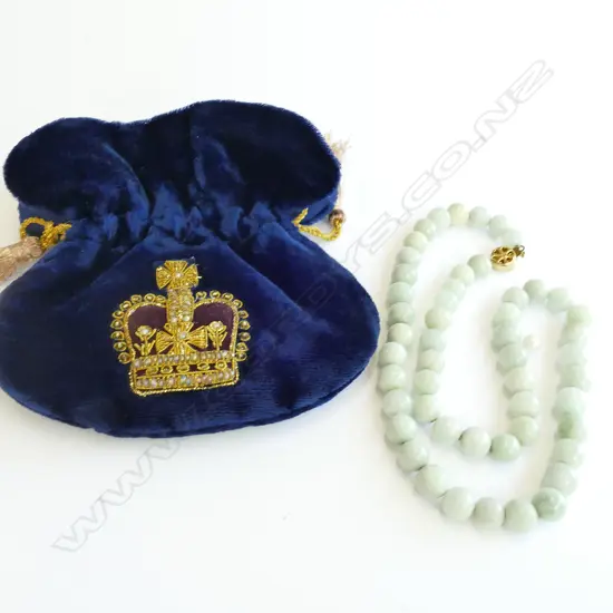PALE JADEITE BEAD NECKLACE UNIFORM SIZE Dia.10.5mm