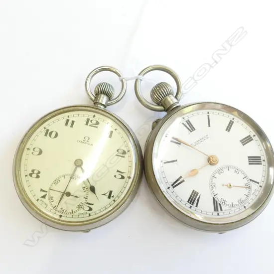 2 POCKET WATCHES OPEN FACE: 1 OMEGA...