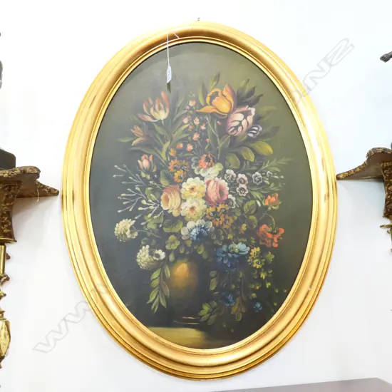 OVAL FRAMED OIL STILL LIFE H 800 MM